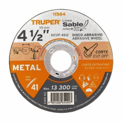 Disco para corte fino de metal 4 1/2" sable