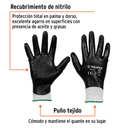 Guantes de poliéster recubiertos de nitrilo, G, TRUPER