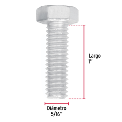 Tornillo tipo maquina 5/16 x 1" acero galvanizado