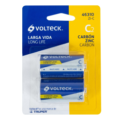 Blíster con 2 pilas zinc-carbón C, VOLTECK