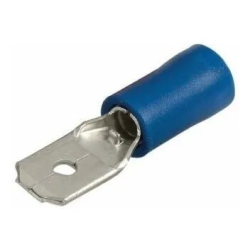 Terminal macho de laton 1/4 azul