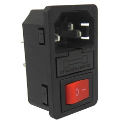 Conector de alimentación para cable interlock con switch y fusible