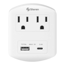 Multicontacto con 2 salidas y puerto C y USB para carga de electrónicos