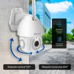 Cámara de seguridad Wi-Fi* / Ethernet 4 Mpx robotizada con seguidor de movimiento para exterior