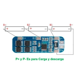 Módulo de carga 3 baterías 18650 LIPO 8.4-9V BMS