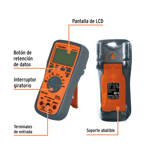 Multímetro profesional auto rango Truper MUT-60A