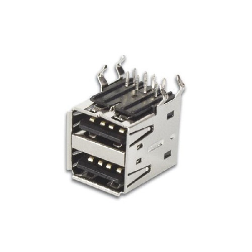 CONECTOR DOBLE USB TIPO A PARA SOLDAR EN PLACA PCB