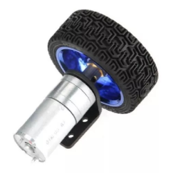 KIT MOTOREDUCTOR CON RUEDA Y ACOMPLAMIENTO 12V 62RPM 4Kgf 32mA